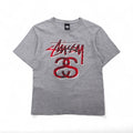 STUSSY シャネルロゴ プリント Tシャツ S グレー コットン メキシコ製