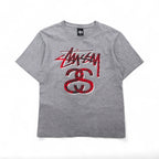 STUSSY シャネルロゴ プリント Tシャツ S グレー コットン メキシコ製