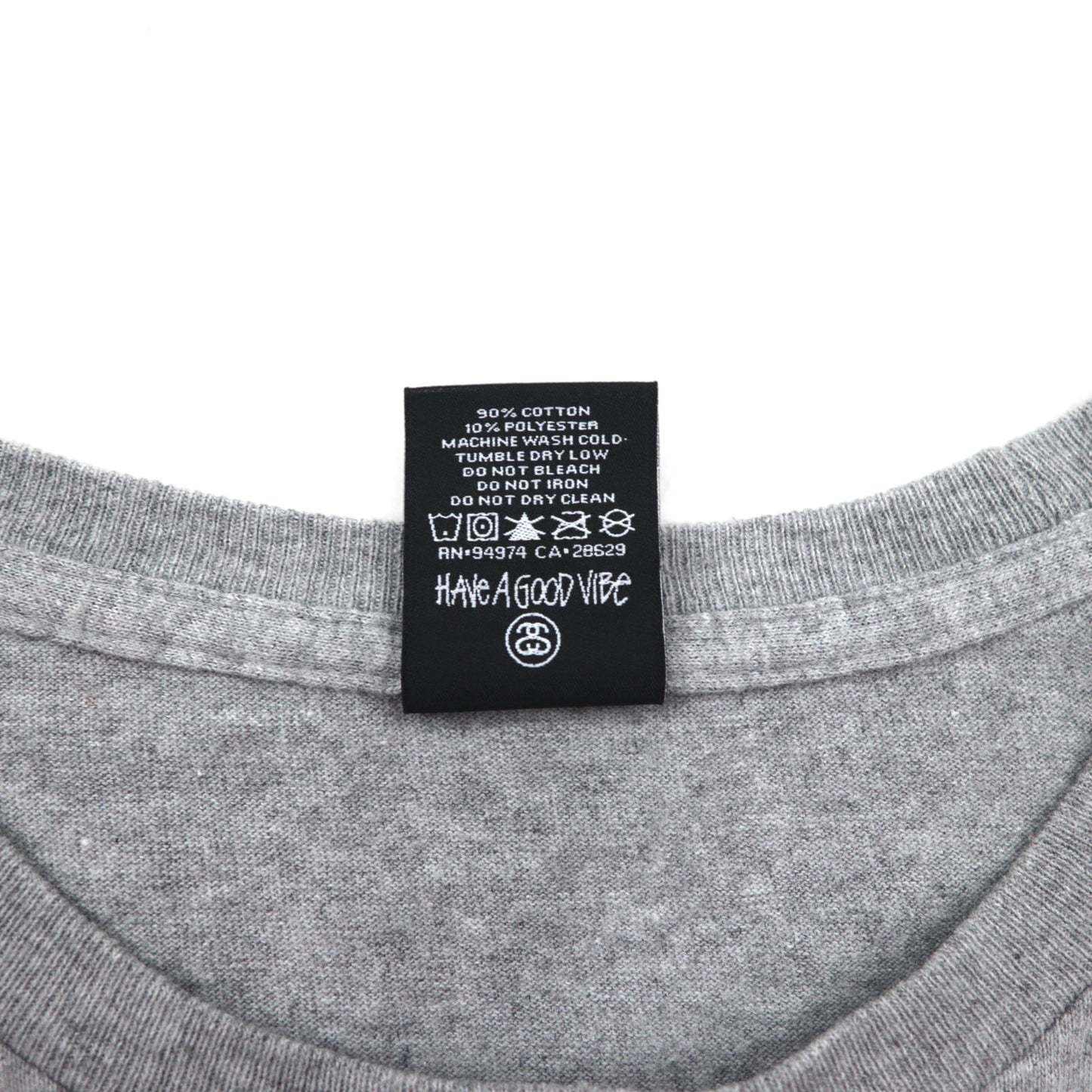 STUSSY シャネルロゴ プリント Tシャツ S グレー コットン メキシコ製