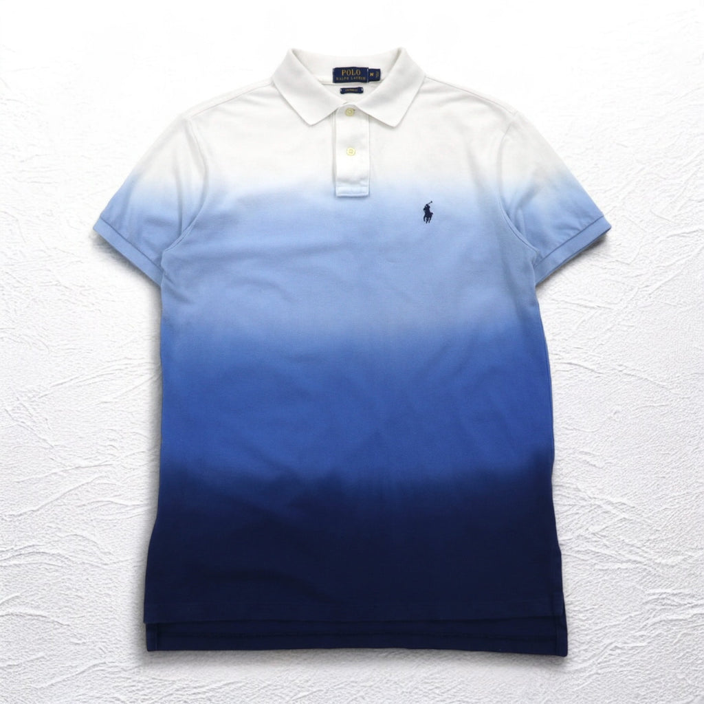 POLO RALPH LAUREN グラデーション カラー ポロシャツ M ホワイト ブルー コットン スモールポニー刺繍
