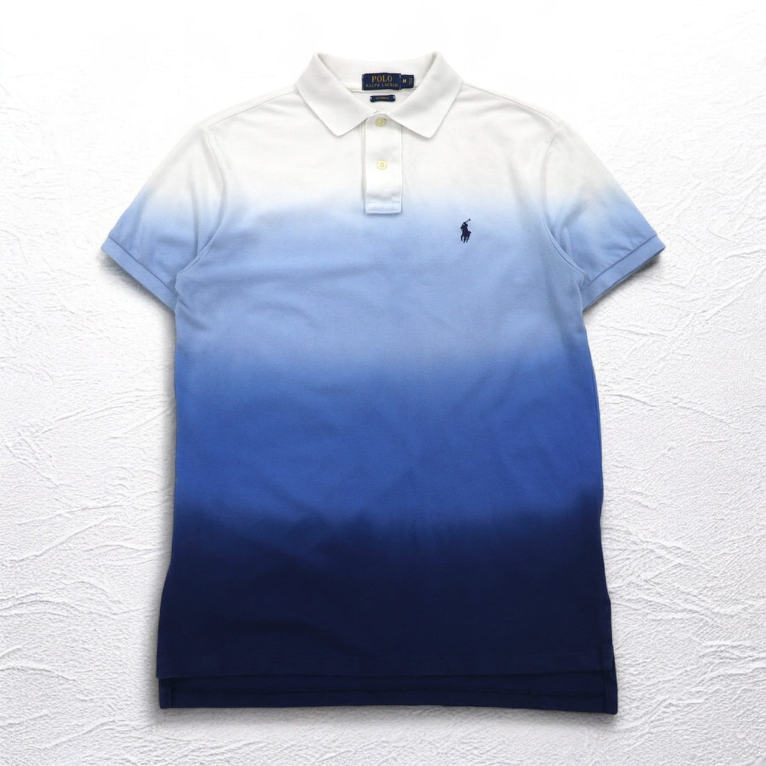 POLO RALPH LAUREN Gradient Color Polo Shirt M White Blue Cotton Small Pony Embroidery