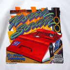 FRUIT OF THE LOOM USA made 90s racing car print sweatshirt L white cotton fleece lining ARIZONA SPORT SHIRTS