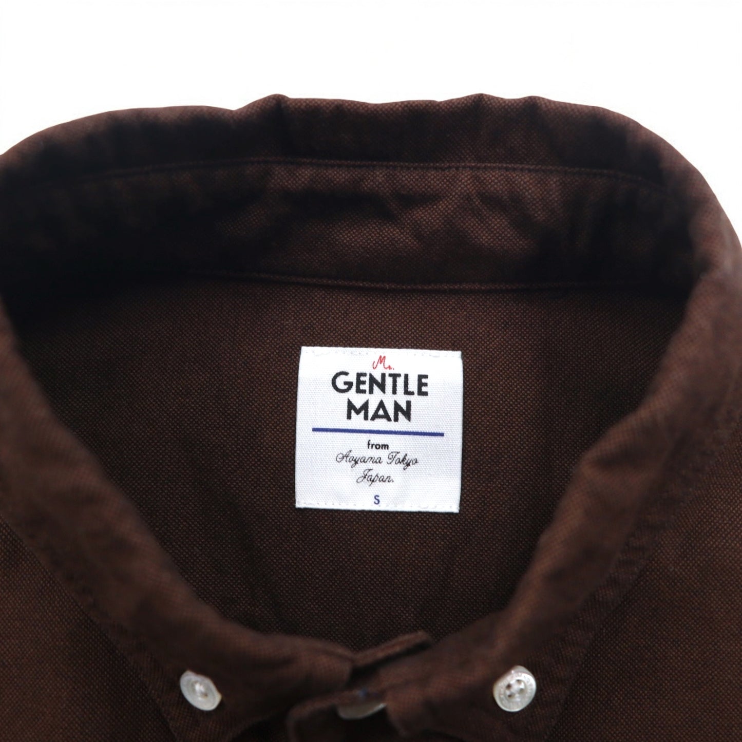 Mr.GENTLEMAN Oxford Button-Down Shirt, S, Brown, Cotton