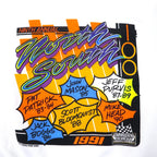 FRUIT OF THE LOOM USA made 90s racing car print sweatshirt L white cotton fleece lining ARIZONA SPORT SHIRTS