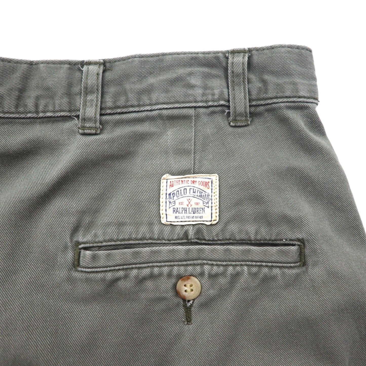Polo by Ralph Lauren 90年代 ポロチノ 2タック ワイド ショートパンツ ハーフパンツ L カーキ コットン