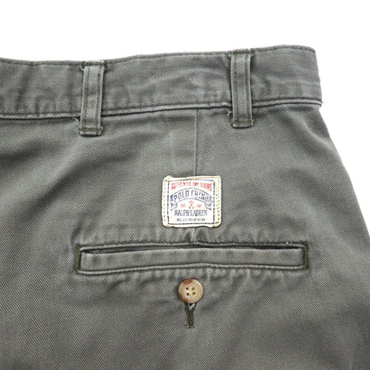 Polo by Ralph Lauren 90年代 ポロチノ 2タック ワイド ショートパンツ ハーフパンツ L カーキ コットン