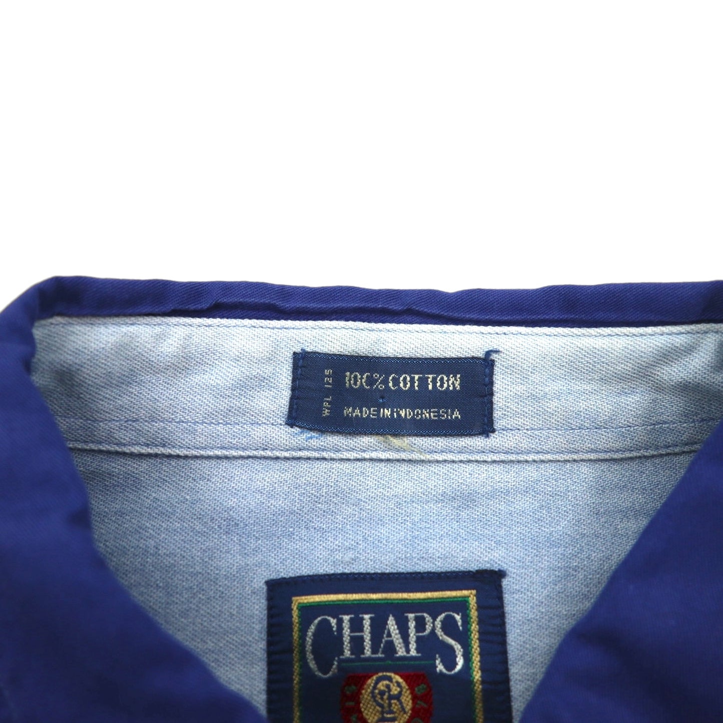 CHAPS RALPH LAUREN 90s Short Sleeve Button-Down Work Shirt, Size L, Blue Cotton, Double Pocket