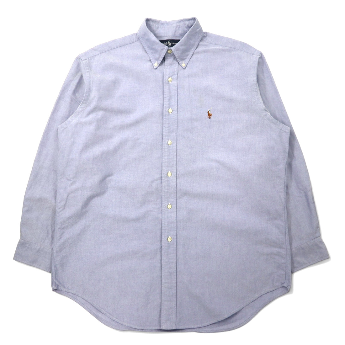 日本然リトテ-古着オンライン-RALPH LAUREN 90年代 オックスフォード ボタンダウンシャツ 16-33 ブルー コットン YARMOUTH スモールポニー 刺繍-RALPH LAUREN 90's Oxford button-down Shirts 16-33 Blue Cotton YARMOUTH Small Pony Embroidery