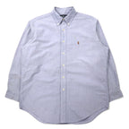 日本然リトテ-古着オンライン-RALPH LAUREN 90年代 オックスフォード ボタンダウンシャツ 16-33 ブルー コットン YARMOUTH スモールポニー 刺繍-RALPH LAUREN 90's Oxford button-down Shirts 16-33 Blue Cotton YARMOUTH Small Pony Embroidery