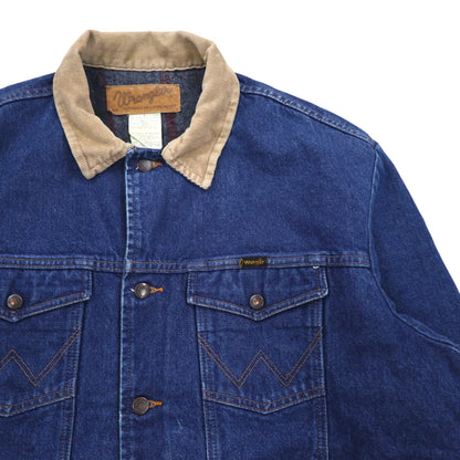 Wrangler 90s Authentic Western Denim Jacket, Size L, Indigo, Corduroy Collar, Blanket Liner, 74270PW
