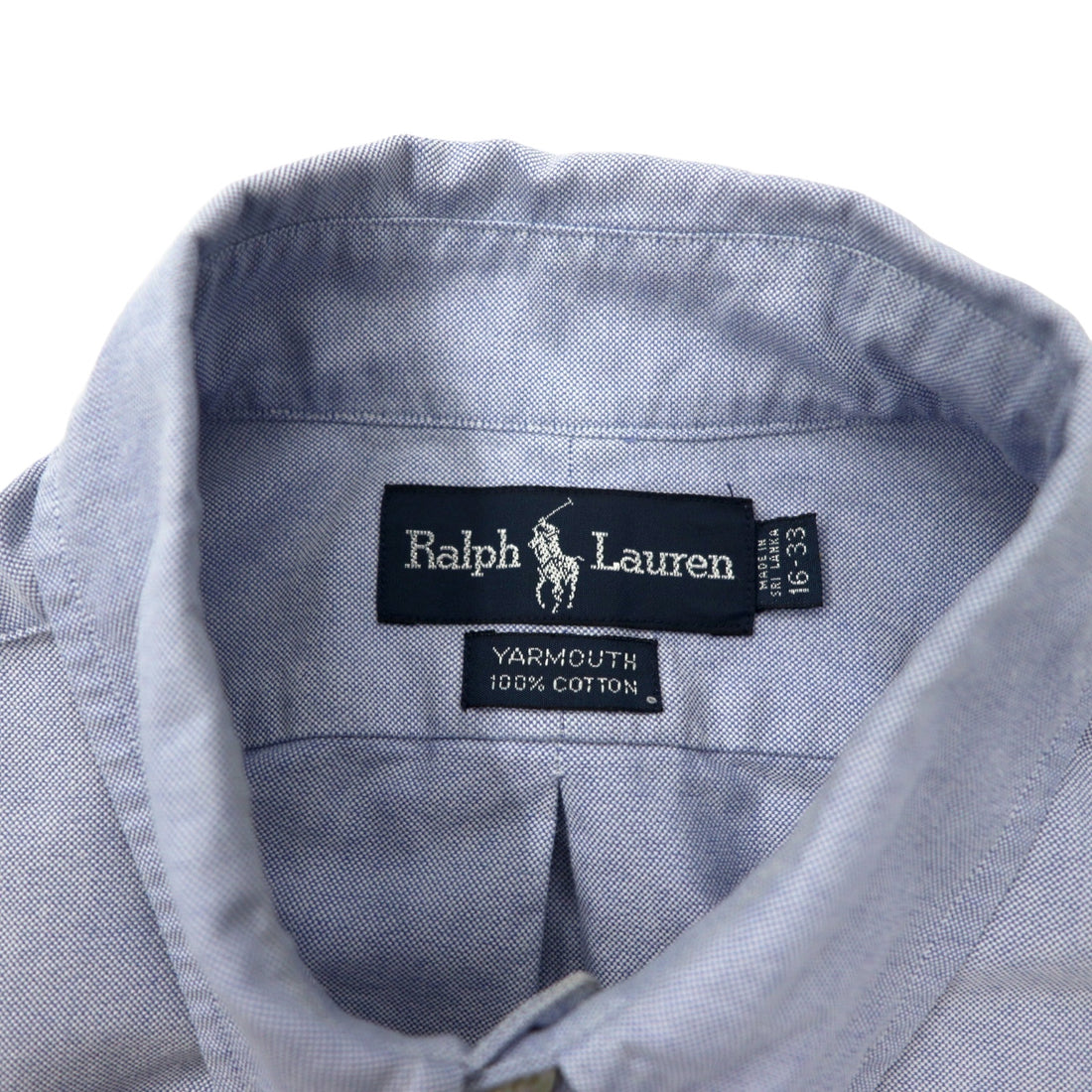 RALPH LAUREN 90s Oxford Button-down Shirt 16-33 Blue Cotton YARMOUTH Small Pony Embroidery