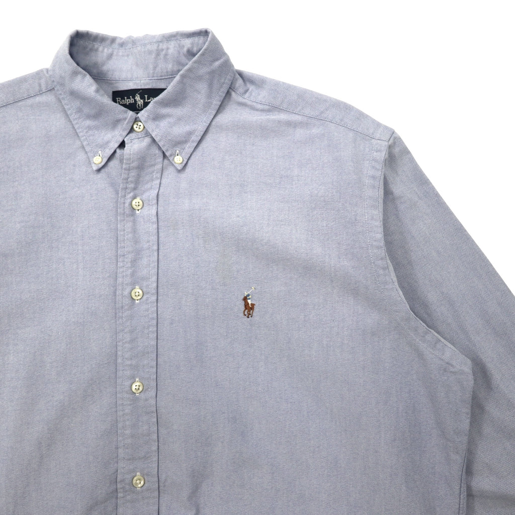 RALPH LAUREN 90s Oxford Button-down Shirt 16-33 Blue Cotton YARMOUTH Small Pony Embroidery