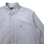 RALPH LAUREN 90s Oxford Button-down Shirt 16-33 Blue Cotton YARMOUTH Small Pony Embroidery