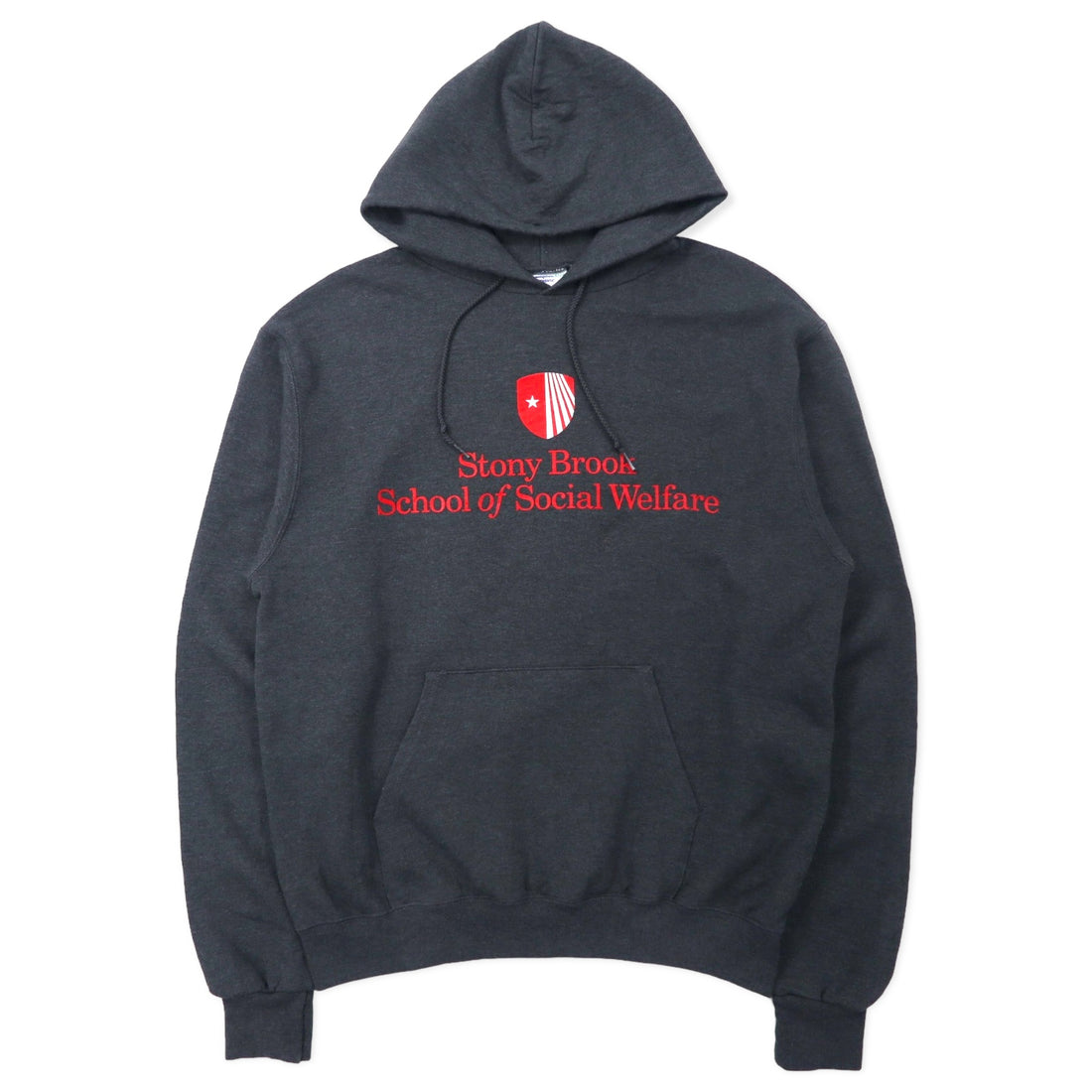 日本然リトテ-古着オンライン-Champion ECO カレッジ プルオーバーパーカー L グレー コットン 裏起毛 Stony Brook School of Social Welfare ビッグサイズ-CHAMPION ECO College Pullover HOODIE L Gray Cotton Brushed Lining Stony Brook School of Social Welfare Big Size