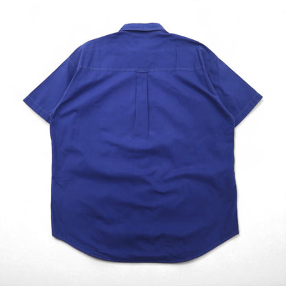 CHAPS RALPH LAUREN 90s Short Sleeve Button-Down Work Shirt, Size L, Blue Cotton, Double Pocket