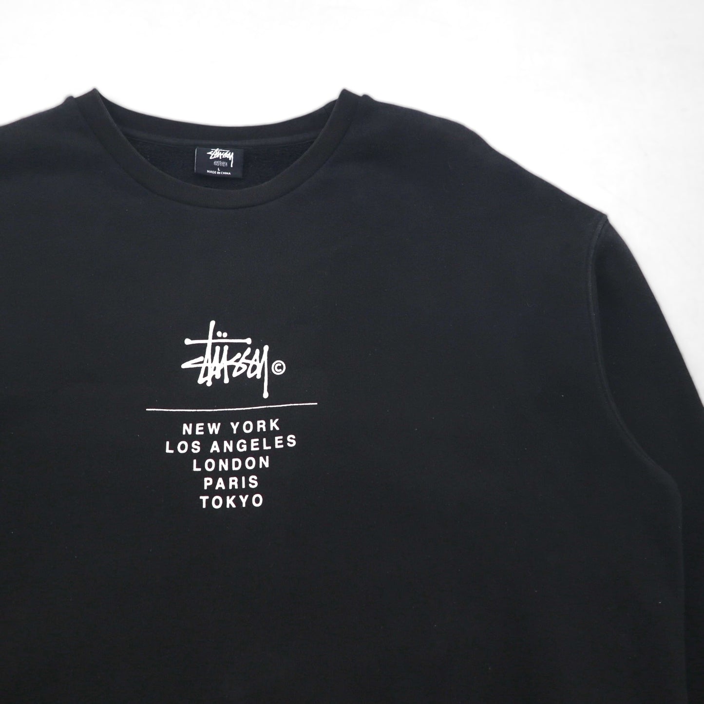 STUSSY ワールドツアー クルーネック スウェット トレーナー L ブラック 5大都市