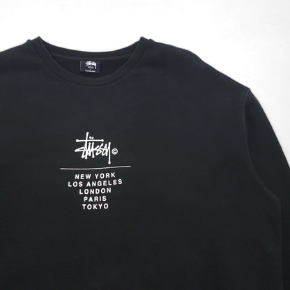 STUSSY ワールドツアー クルーネック スウェット トレーナー L ブラック 5大都市