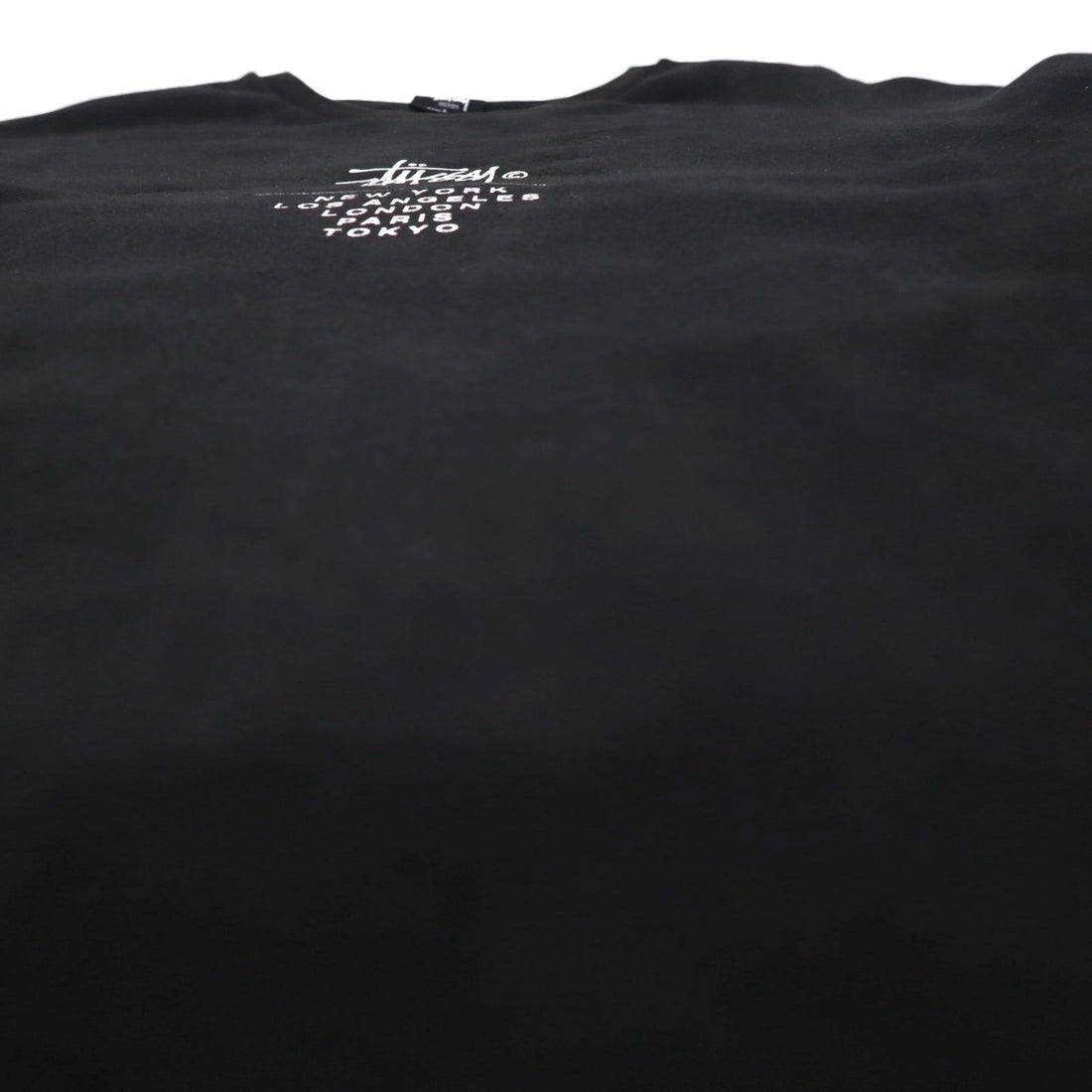 STUSSY World Tour Crew Neck Sweatshirt, Size L, Black, 5 Major Cities