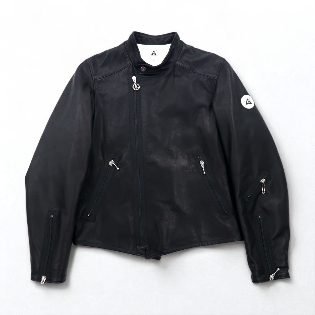 THE Mongolian Chops CANDY RIDER LEATHER Leather Rider Jacket, Size M, Black Cowhide