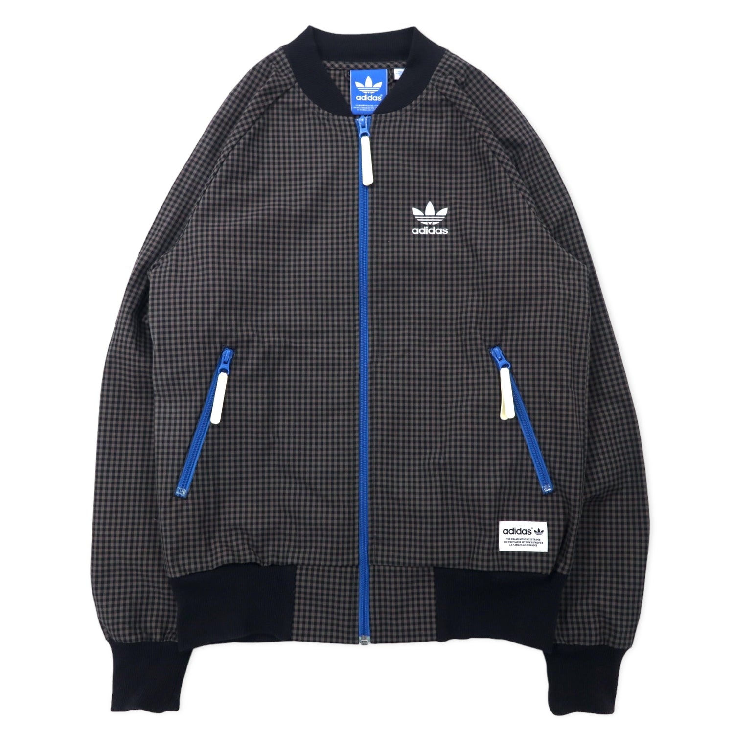Adidas Originals Track Jacket Jersey S Gray CHECKED Cotton Trefoil 