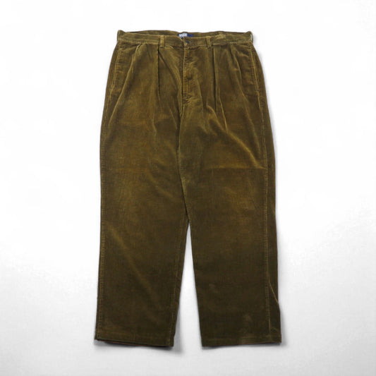 Polo Ralph Lauren 90年代 2タック ワイド コーデュロイパンツ スラックス XL カーキ POLO CORDS