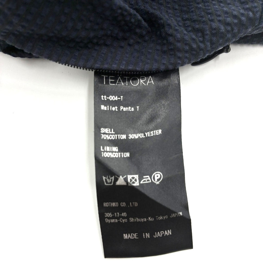 TEATORA パッカブル シアサッカー イージーパンツ Wallet Pants T スラックス 46 ネイビー タック プリーツ tt-004-T 日本製