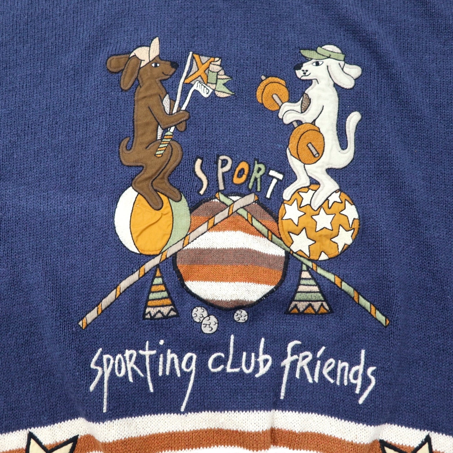 Castelbajac sport 90年代 異素材切り替え シルクニット セーター 4 ネイビー リネン混 sporting club friends 日本製