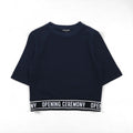 OPENING CEREMONY リブロゴデザイン クロップド Tシャツ S ネイビー コットン 日本製