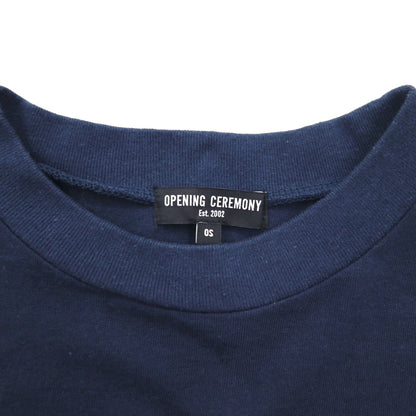 OPENING CEREMONY Ribbed Logo Cropped T-Shirt, Size Small, Navy, Cotton, Made in Japan
