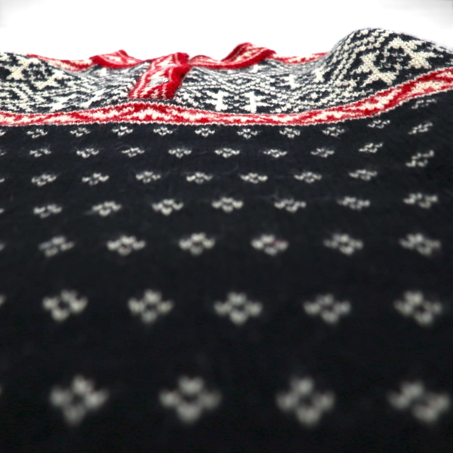 LLBean 90s Made in USA Tyrolean Knit Sweater, Size M, Wool, BA45, Half Button, Metal Buttons, Nordic Pattern, Birdseye Pattern