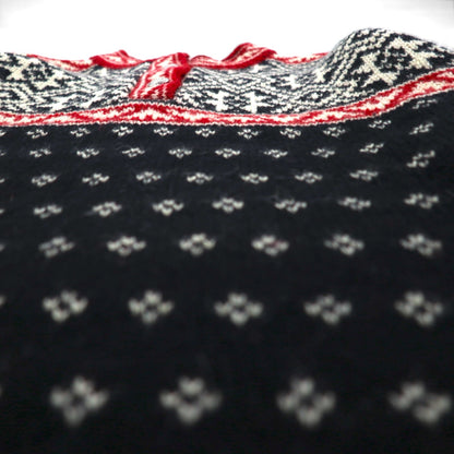 LLBean 90s Made in USA Tyrolean Knit Sweater, Size M, Wool, BA45, Half Button, Metal Buttons, Nordic Pattern, Birdseye Pattern