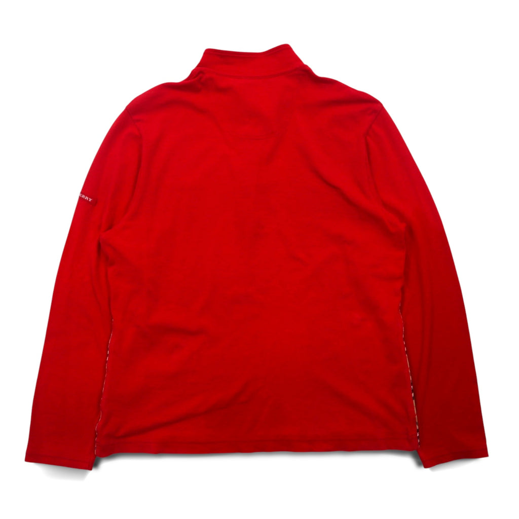 BURBERRY GOLF ハーフボタン ハイネック ロングスリーブTシャツ ロンT LL レッド コットン ストレッチ 日本製