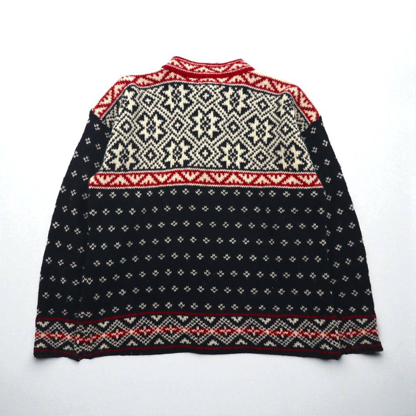 LLBean 90s Made in USA Tyrolean Knit Sweater, Size M, Wool, BA45, Half Button, Metal Buttons, Nordic Pattern, Birdseye Pattern