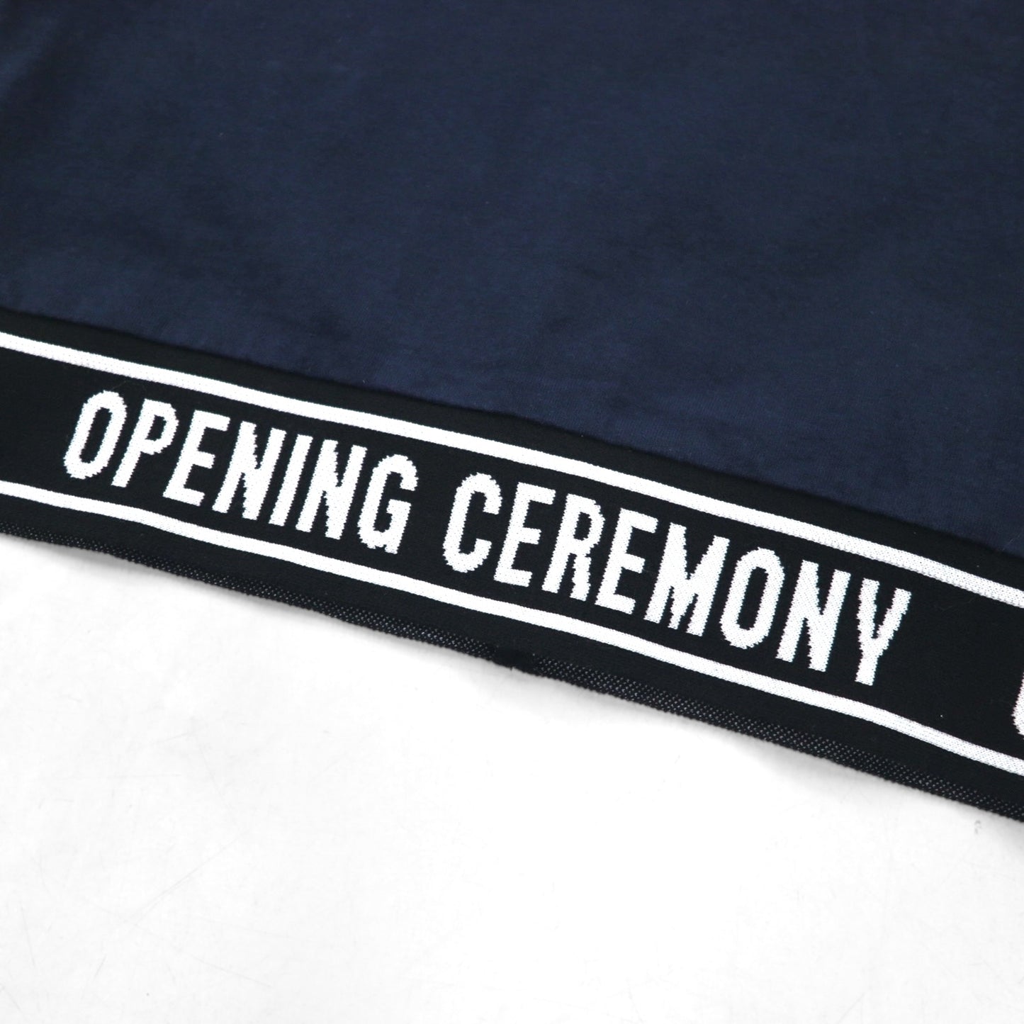 OPENING CEREMONY Ribbed Logo Cropped T-Shirt, Size Small, Navy, Cotton, Made in Japan