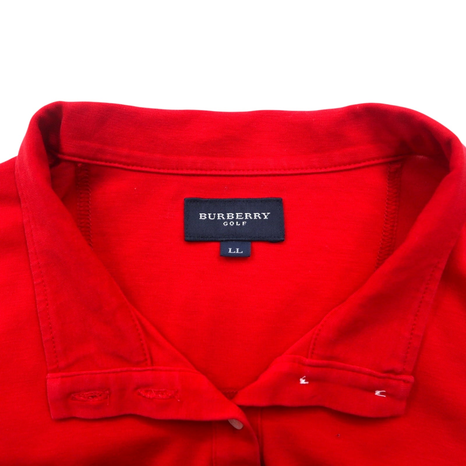 BURBERRY GOLF ハーフボタン ハイネック ロングスリーブTシャツ ロンT LL レッド コットン ストレッチ 日本製