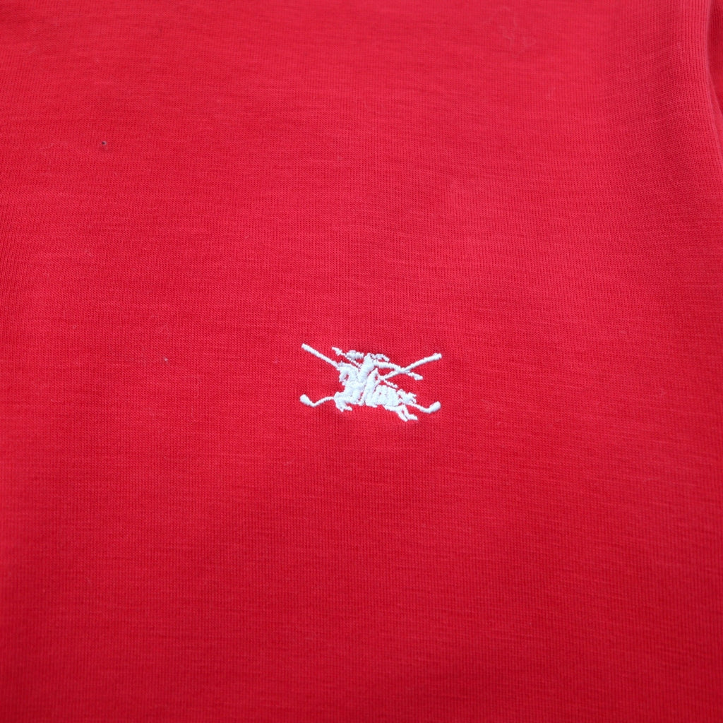 BURBERRY GOLF ハーフボタン ハイネック ロングスリーブTシャツ ロンT LL レッド コットン ストレッチ 日本製