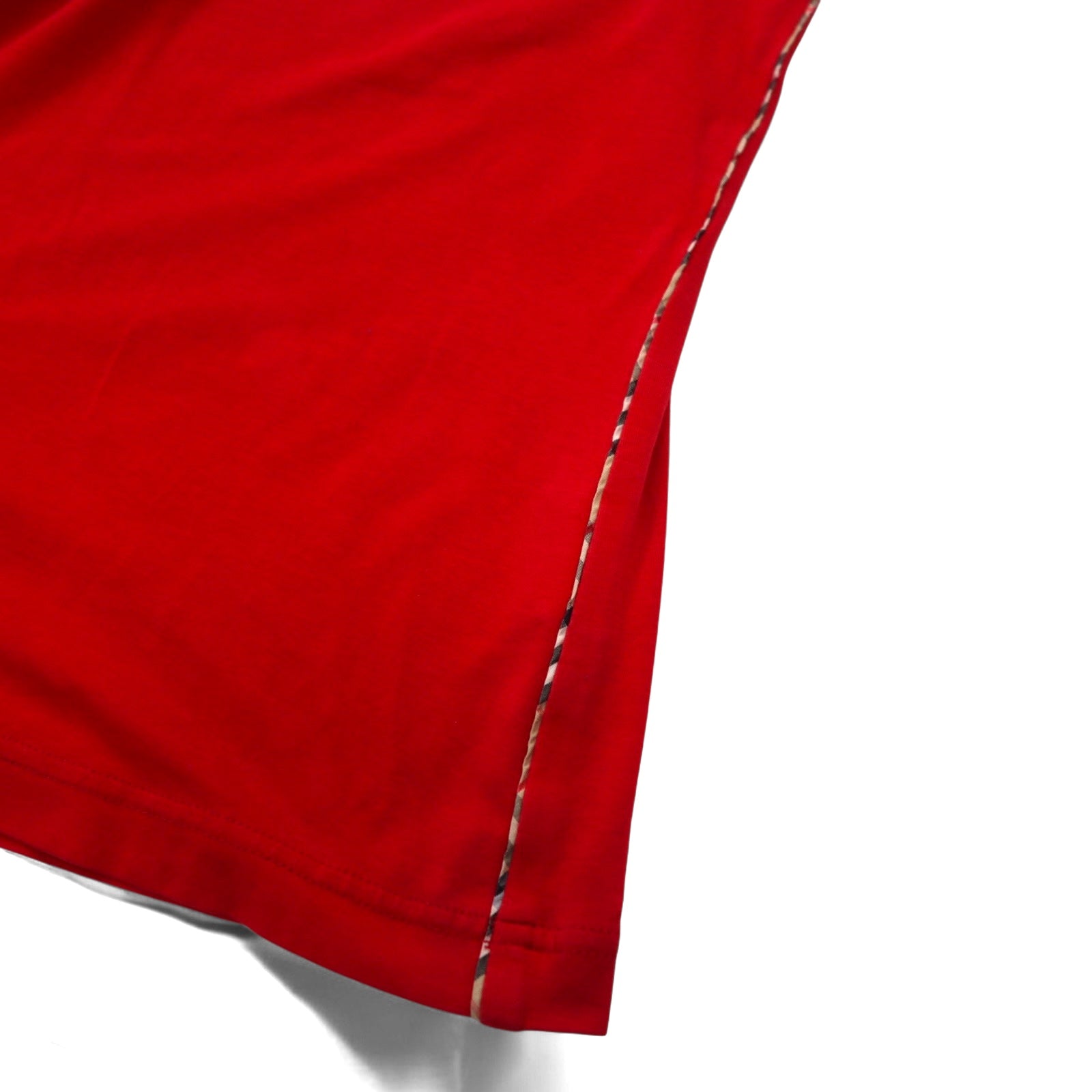 BURBERRY GOLF ハーフボタン ハイネック ロングスリーブTシャツ ロンT LL レッド コットン ストレッチ 日本製