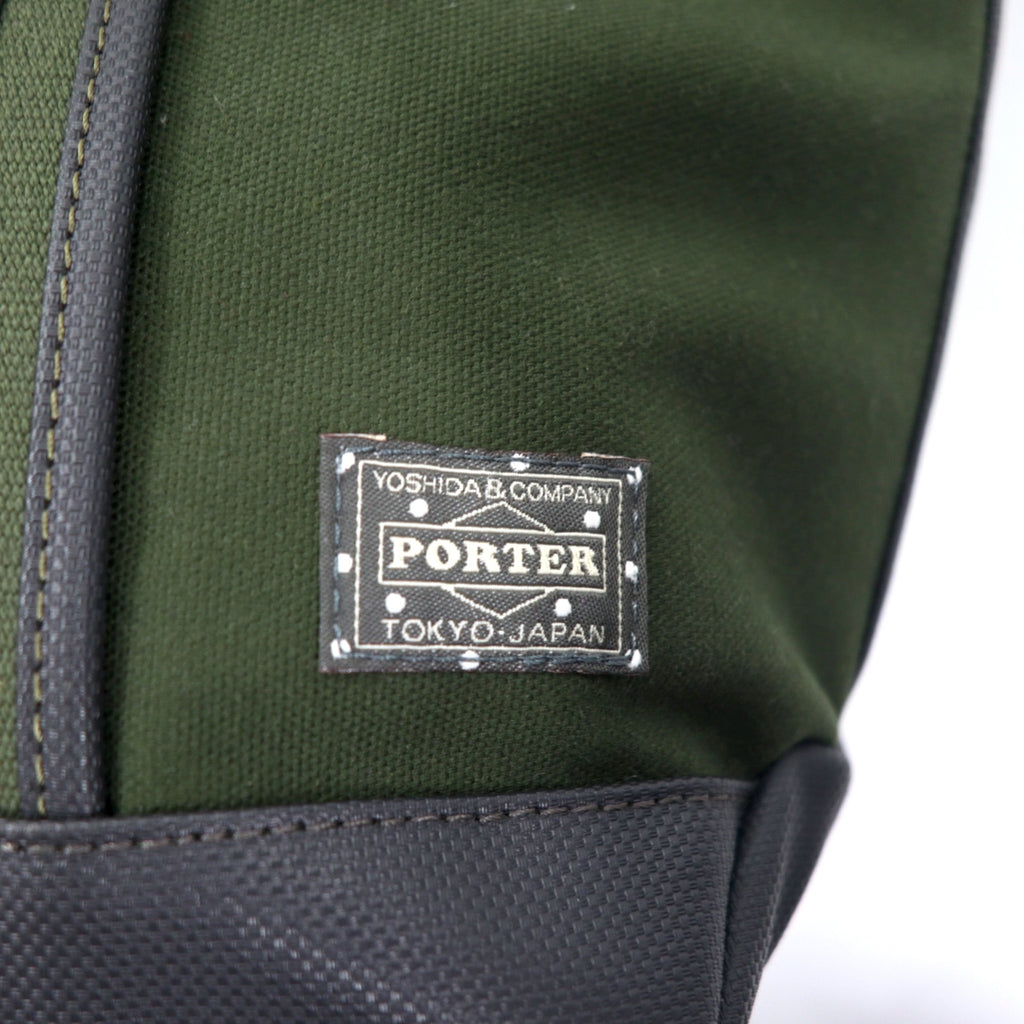 PORTER GIRL Boyfriend Tote Bag Khaki Cotton Canvas PVC Made in Japan