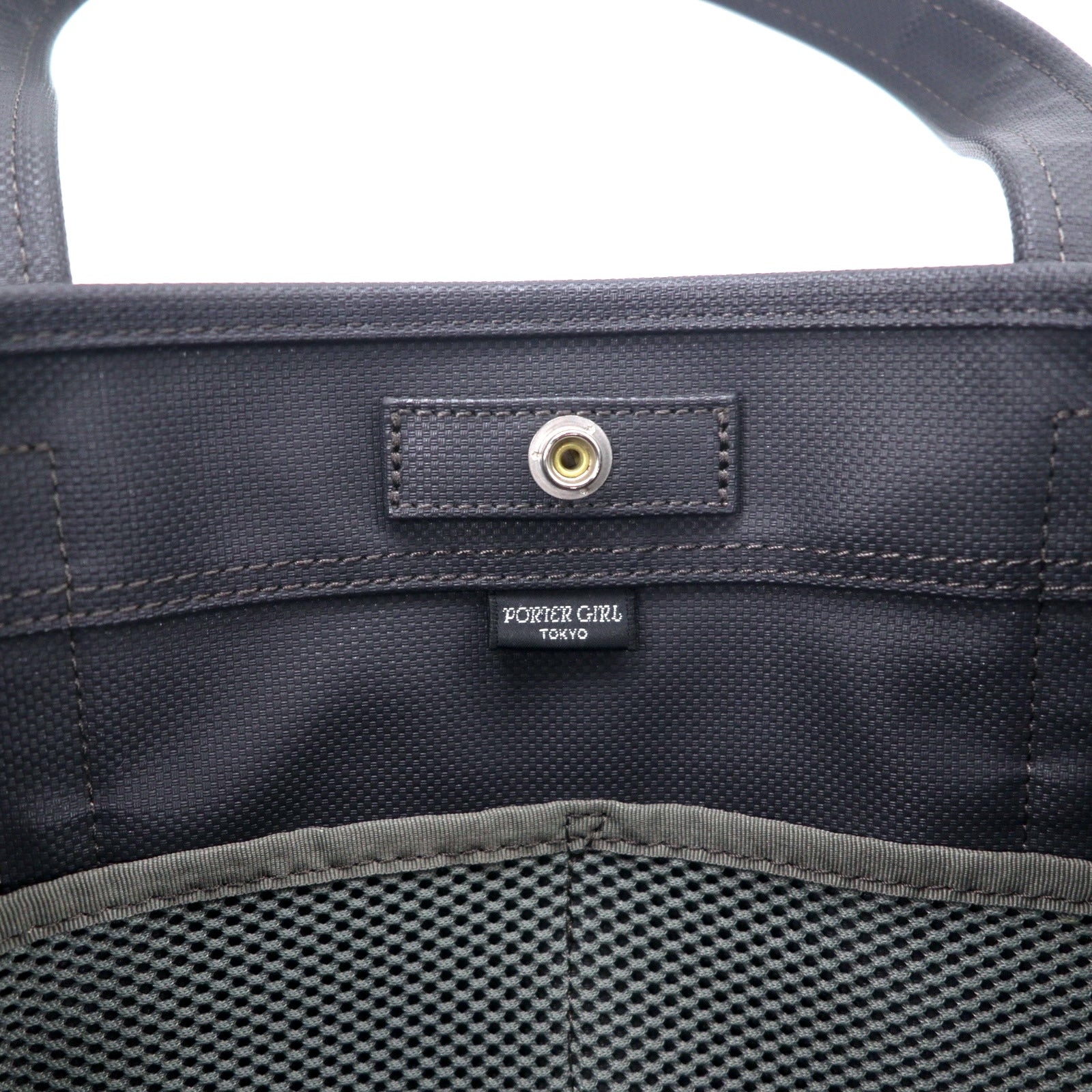 PORTER GIRL Boyfriend Tote Bag Khaki Cotton Canvas PVC Made in Japan