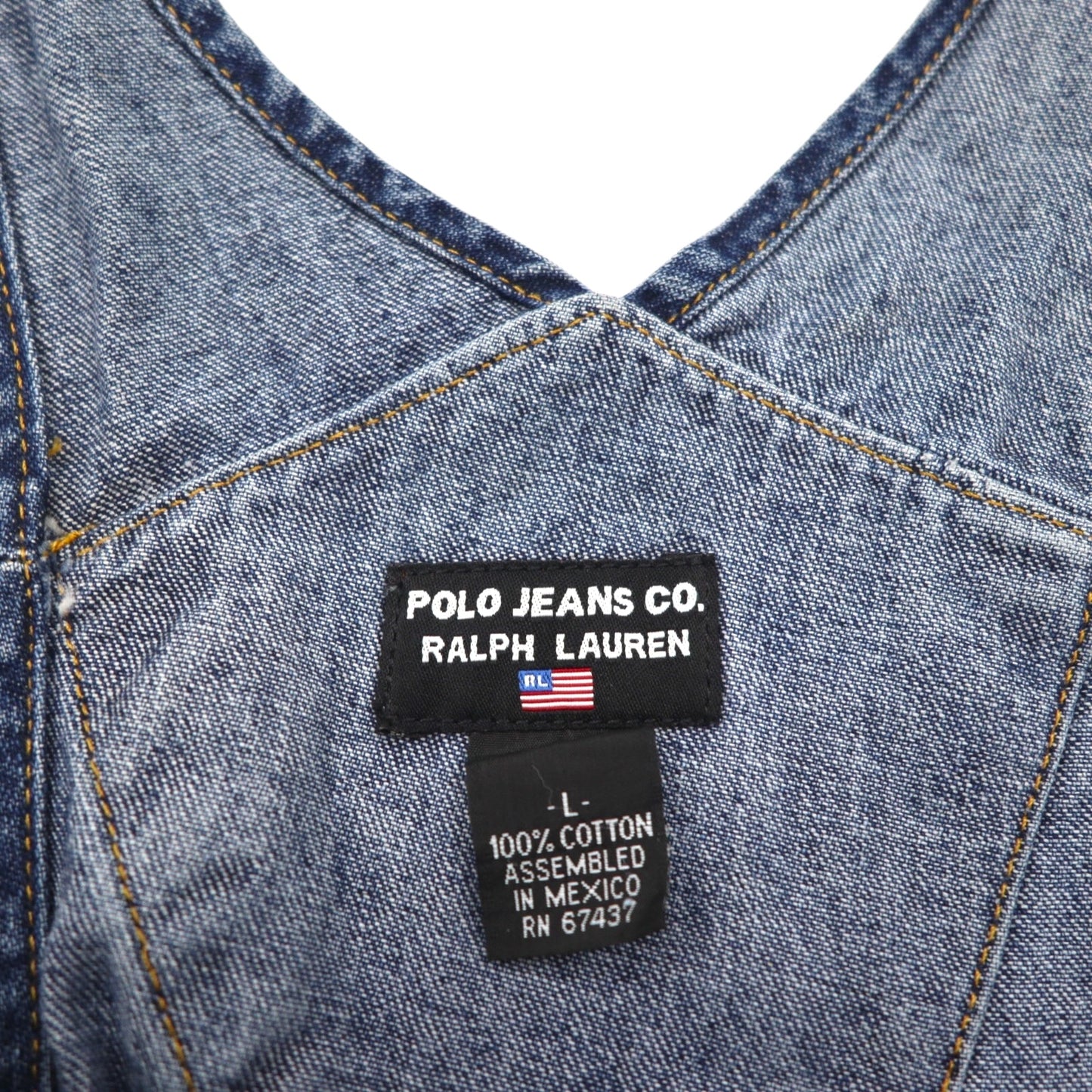 POLO JEANS (RALPH LAUREN) 90s Denim Overalls, Size L, Indigo Cotton
