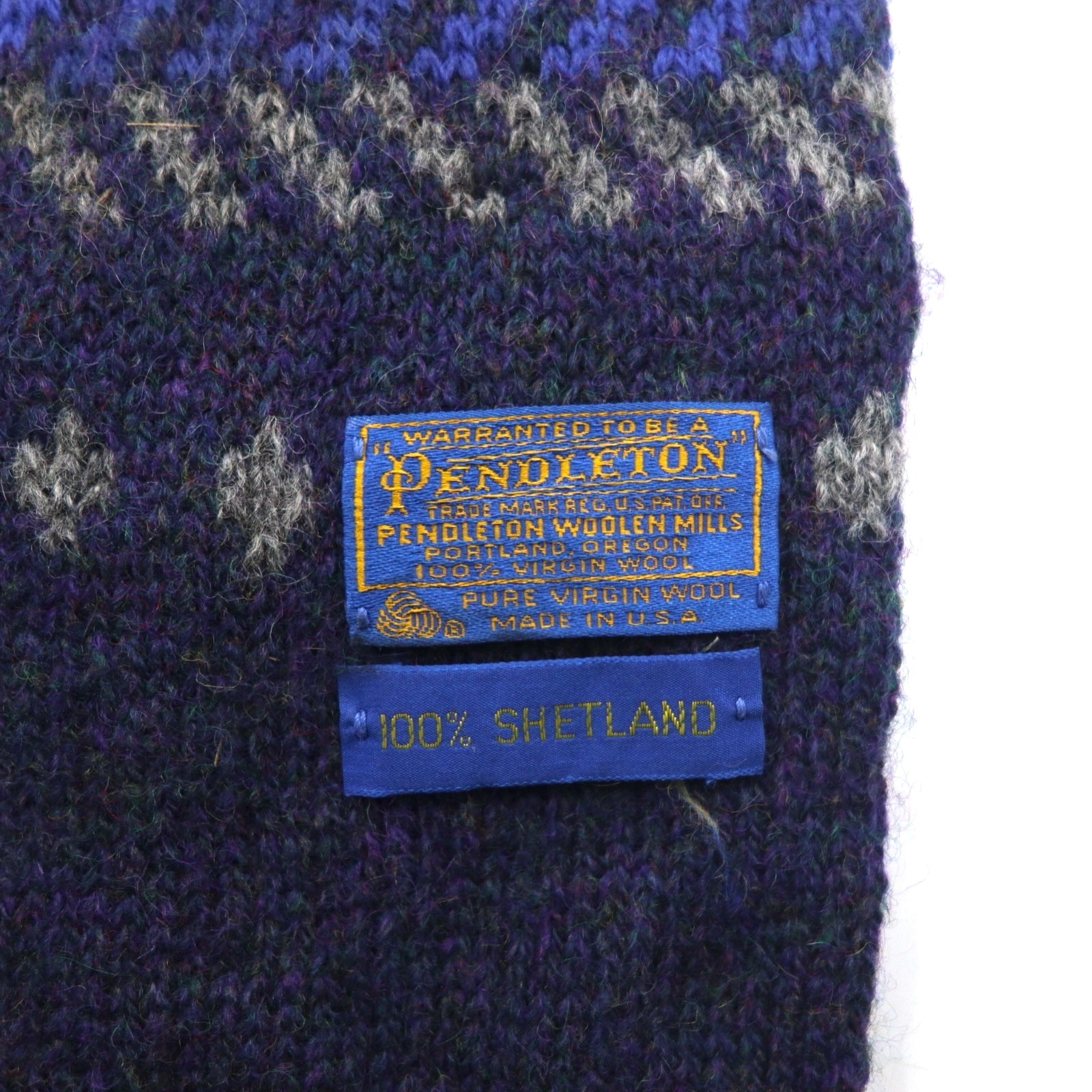 PENDLETON USA made Nordic virgin wool scarf navy PURE VIRGIN WOOL SHETLAND