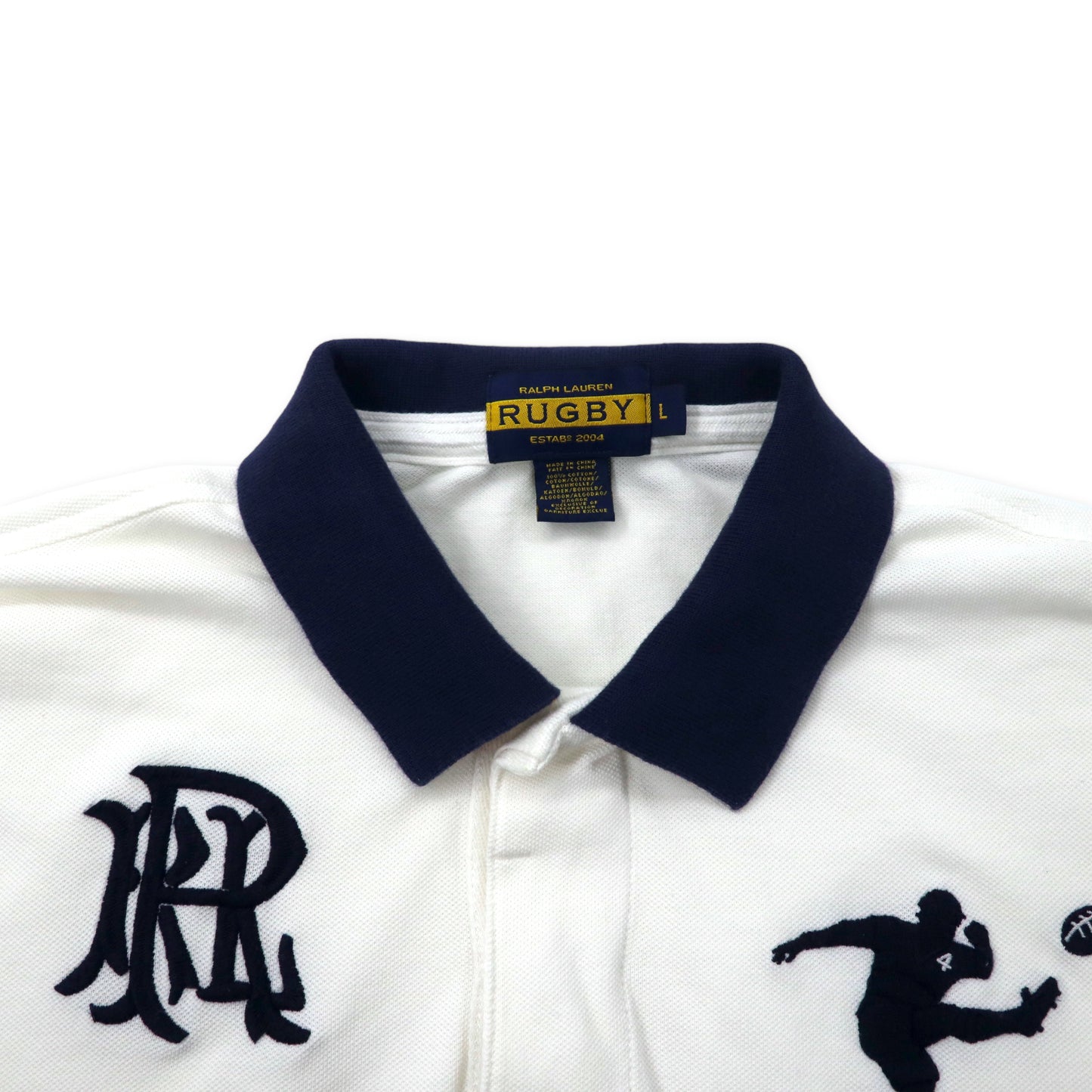 RUGBY RALPH LAUREN ポロシャツ 半袖ラガーシャツ L ホワイト コットン ロゴ刺繍