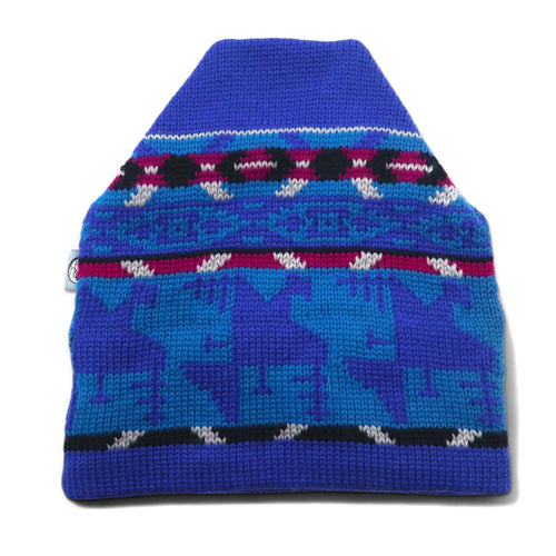 90s USA made IGLOOS Nordic pattern knitted hat beanie blue wool