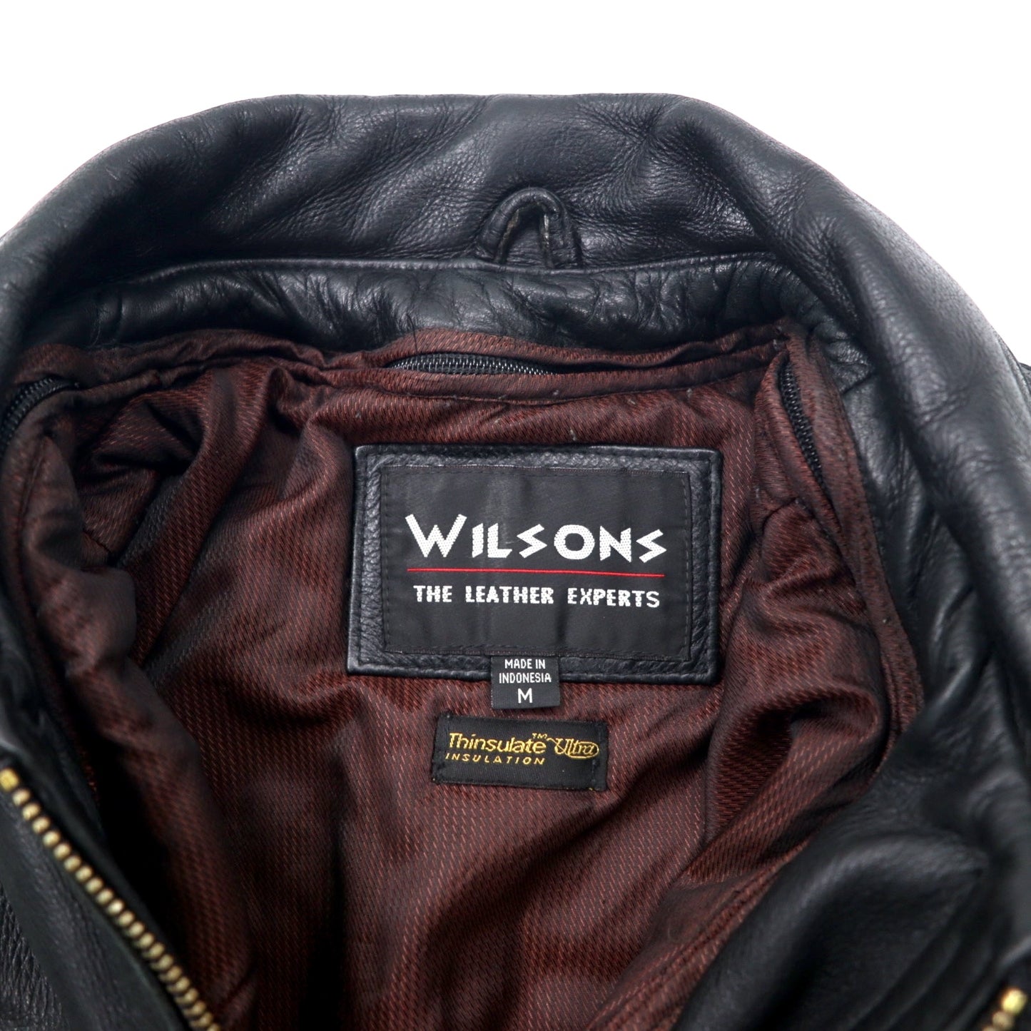 90年代 WILSONS レザー A-2 フライトジャケット M ブラック レザー ライナー着脱式 中綿 Thinsulate