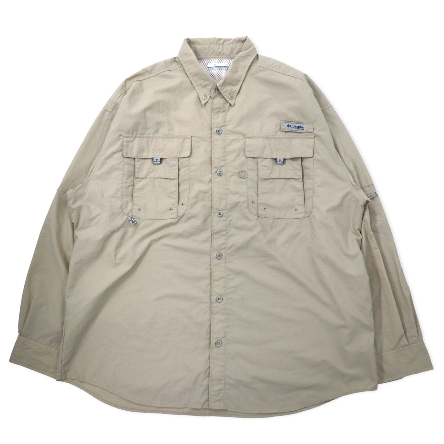 Columbia PFG バハマ II ロングスリーブシャツ フィッシングシャツ XL ベージュ ナイロン OMNI-SHADE ビッグサイズ BAHAMA II L/S SHIRT FM7048