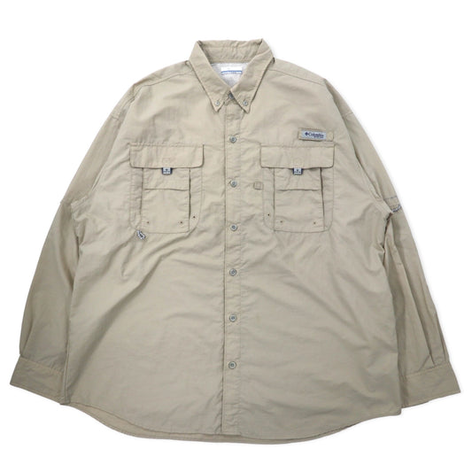 Columbia PFG バハマ II ロングスリーブシャツ フィッシングシャツ XL ベージュ ナイロン OMNI-SHADE ビッグサイズ BAHAMA II L/S SHIRT FM7048