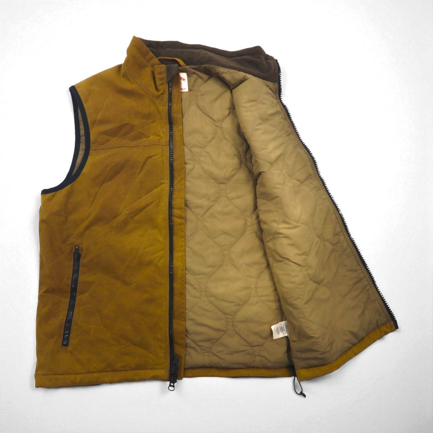 FILSON Tin Cloth Vest, Primaloft Insulated, Large, Oiled, Double-Zip, Drawcord, 20248735