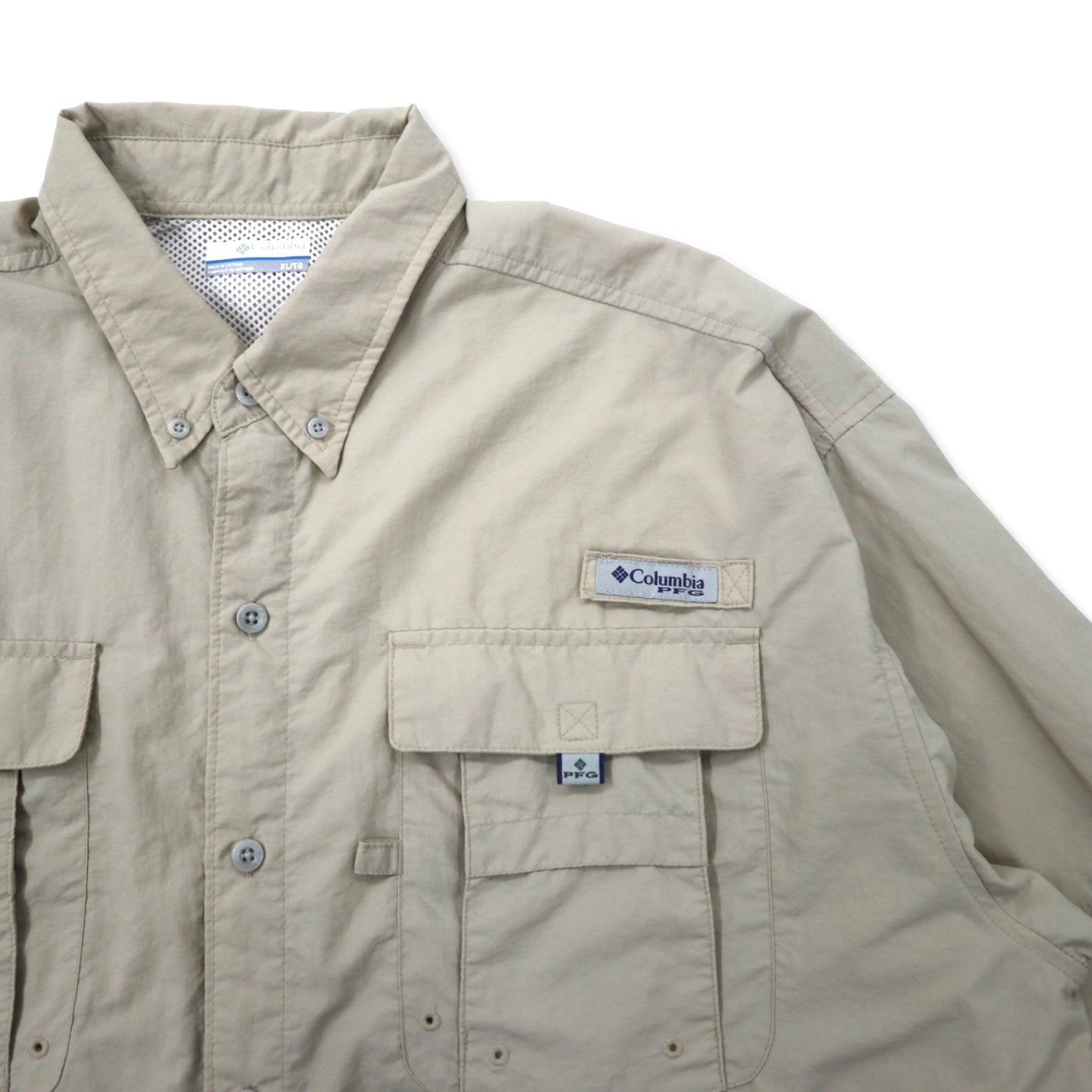 Columbia PFG バハマ II ロングスリーブシャツ フィッシングシャツ XL ベージュ ナイロン OMNI-SHADE ビッグサイズ BAHAMA II L/S SHIRT FM7048