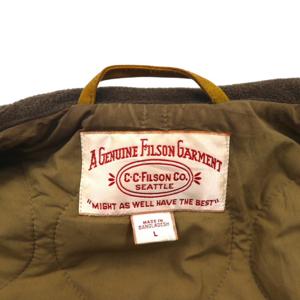 FILSON Tin Cloth Vest, Primaloft Insulated, Large, Oiled, Double-Zip, Drawcord, 20248735