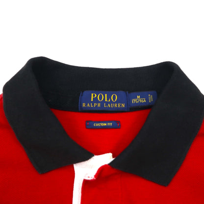 POLO RALPH LAUREN ポロシャツ M レッド コットン 鹿の子 ワッペン PRL ATHLETICS '67